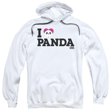 White pullover hoodie with We Bare Bears Heart Panda graphic