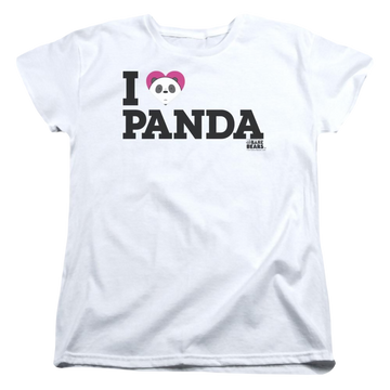 White women's t-shirt with We Bare Bears Heart Panda graphic