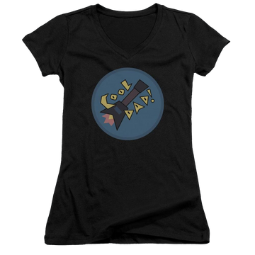 Black juniors v-neck t-shirt with Steven Universe Cool Dad graphic