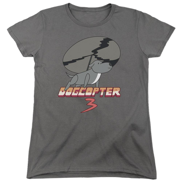 Charcoal women's t-shirt with Steven Universe Dogcopter 3 graphic