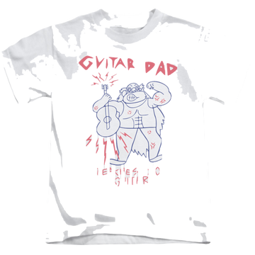 White kid's t-shirt for ages 4 to 7 with Steven Universe Guitar Dad graphic