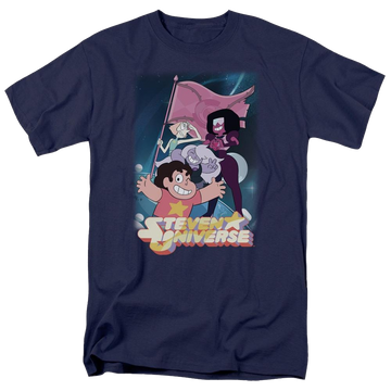 Navy men's regular fit t-shirt with Steven Universe Crystal Gem Flag graphic