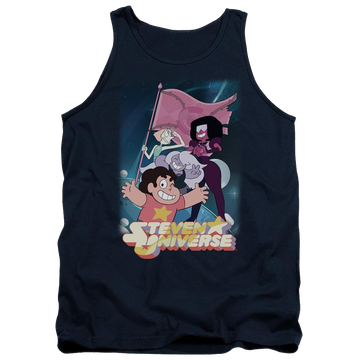 Navy men's tank with Steven Universe Crystal Gem Flag graphic