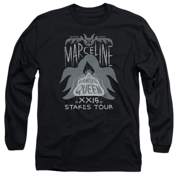 Black men's long sleeve t-shirt with Adventure Time Marceline Concert graphic