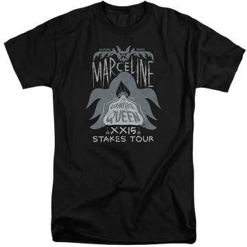 Black men's tall fit t-shirt with Adventure Time Marceline Concert graphic