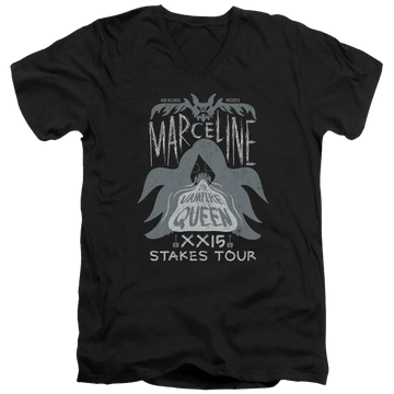 Black men's v-neck t-shirt with Adventure Time Marceline Concert graphic
