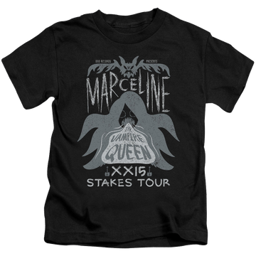 Black kid's t-shirt for ages 4 to 7 with Adventure Time Marceline Concert graphic
