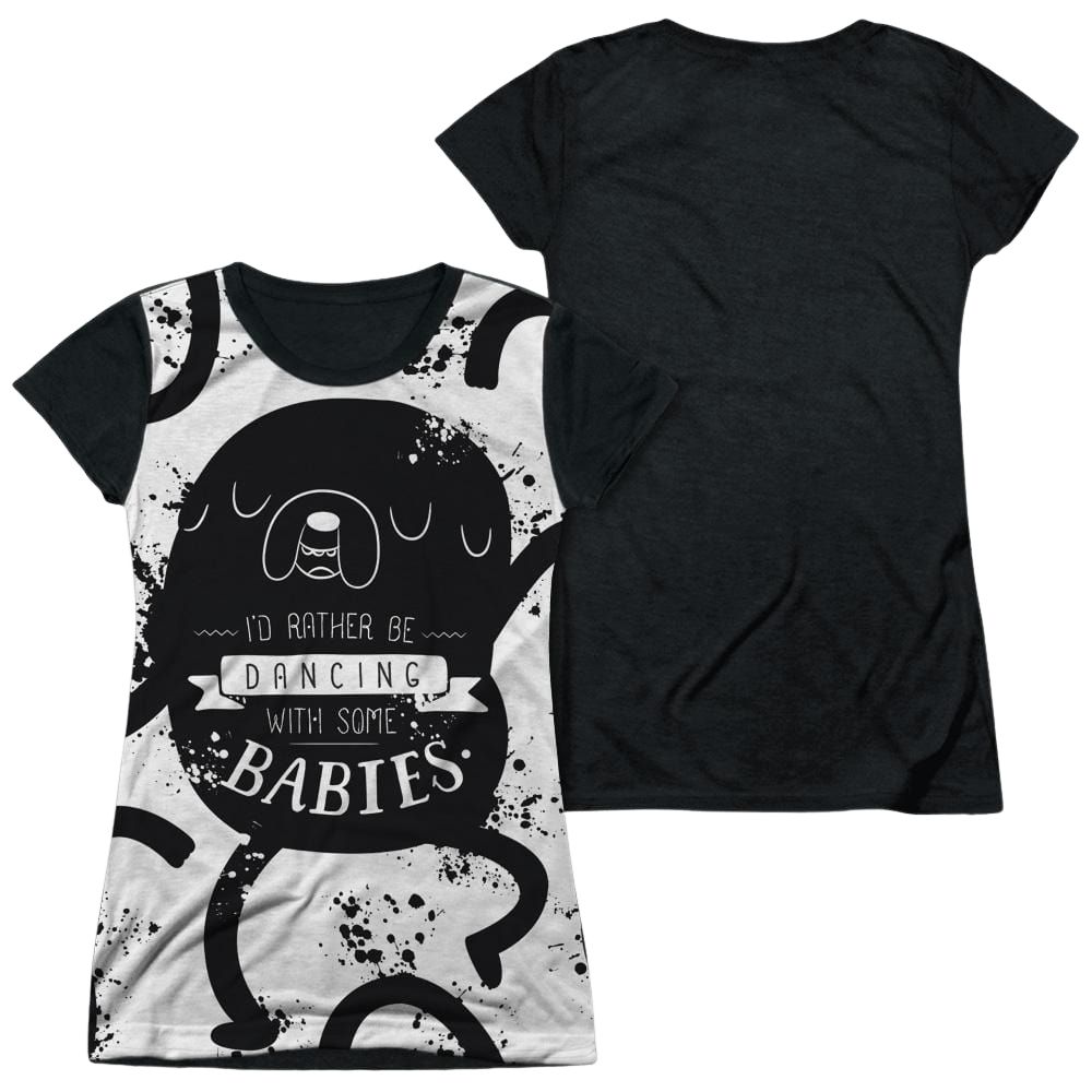 Adventure Time Dancing With Babies - Juniors Black Back T-Shirt Juniors Black Back T-Shirt Adventure Time