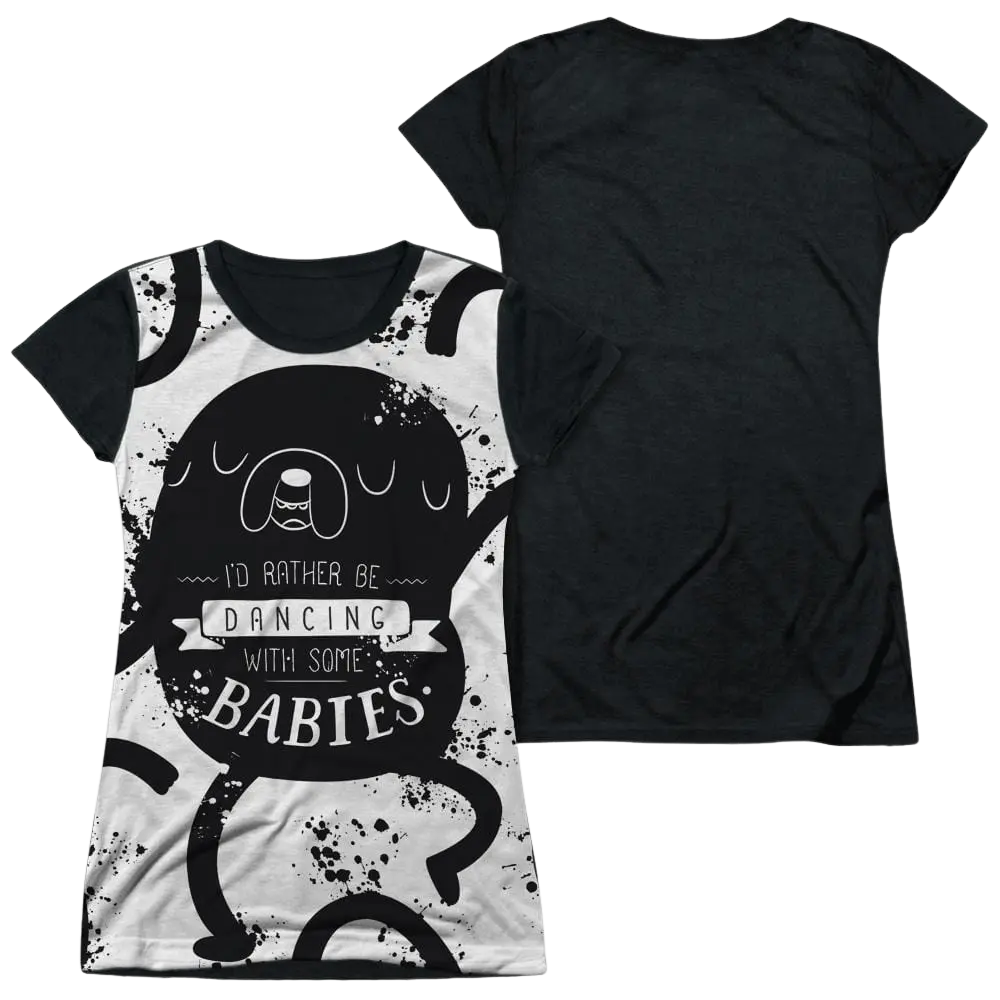 Adventure Time Dancing With Babies - Juniors Black Back T-Shirt Adventure Time