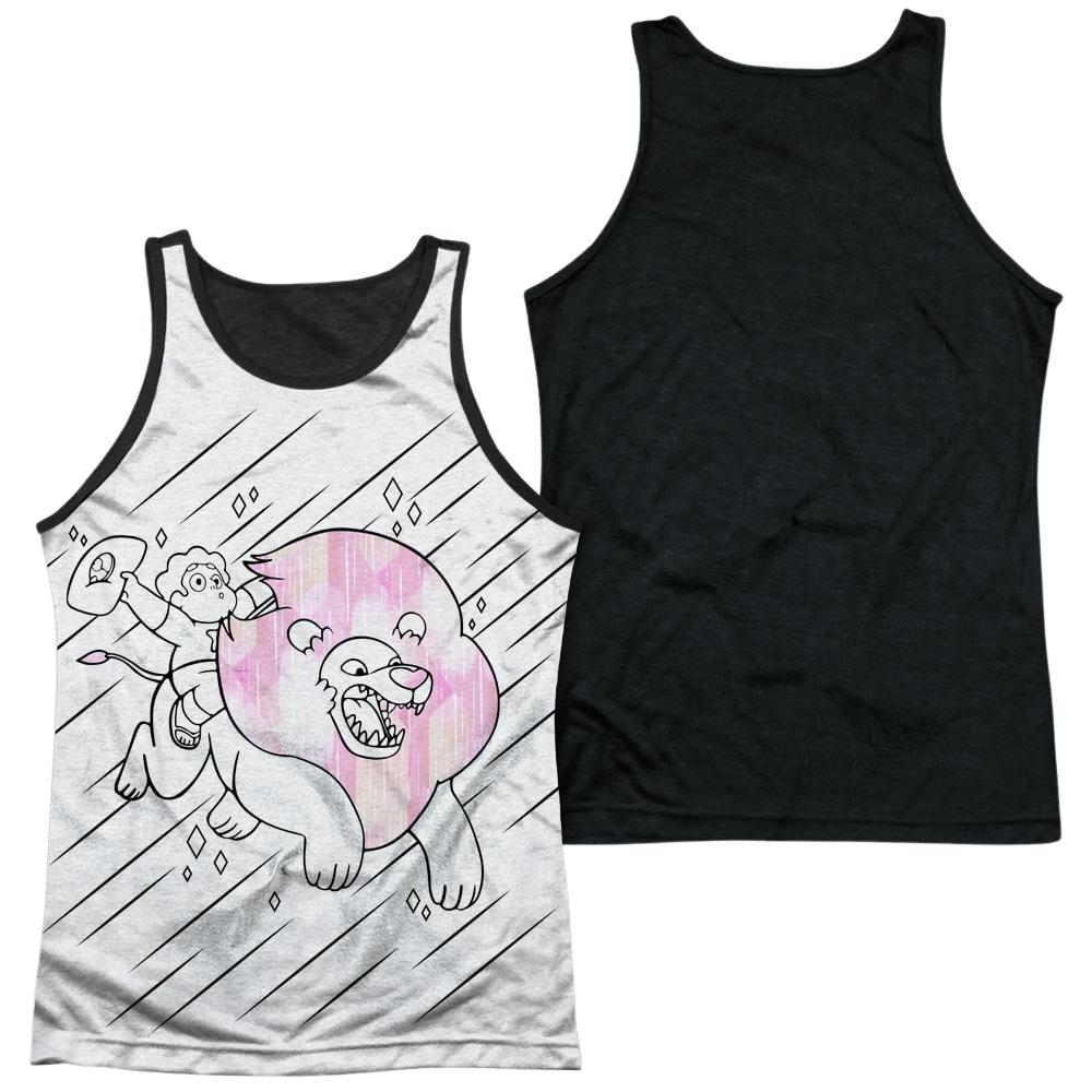 Steven Universe Stev And Lion Men's Black Back Tank Men's Black Back Tank Steven Universe