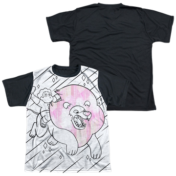 Steven Universe Stev And Lion youth black back t-shirt for ages 8 to 12