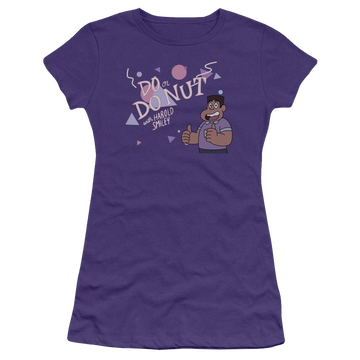Purple juniors t-shirt with Steven Universe Do Or Do Nut graphic