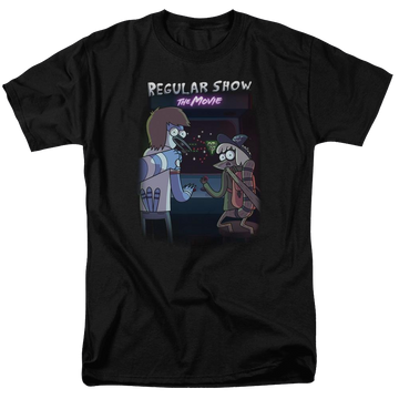Black men's regular fit t-shirt with Regular Show Rs The Movie graphic
