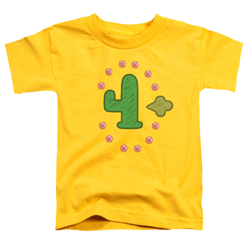 Yellow toddler t-shirt with Clarence Freedom Cactus graphic