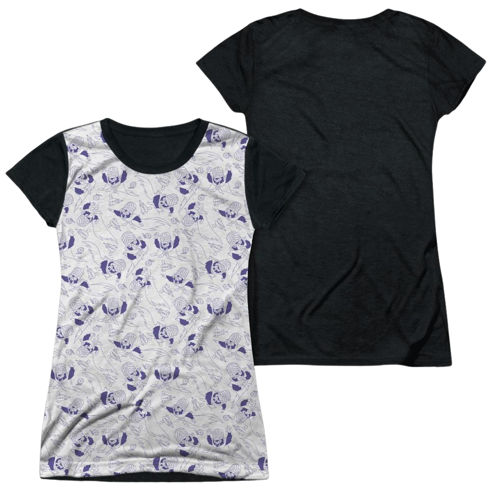 Powerpuff Girls Mojo Jojo Pattern Juniors Black Back T-Shirt Juniors Black Back T-Shirt Powerpuff Girls