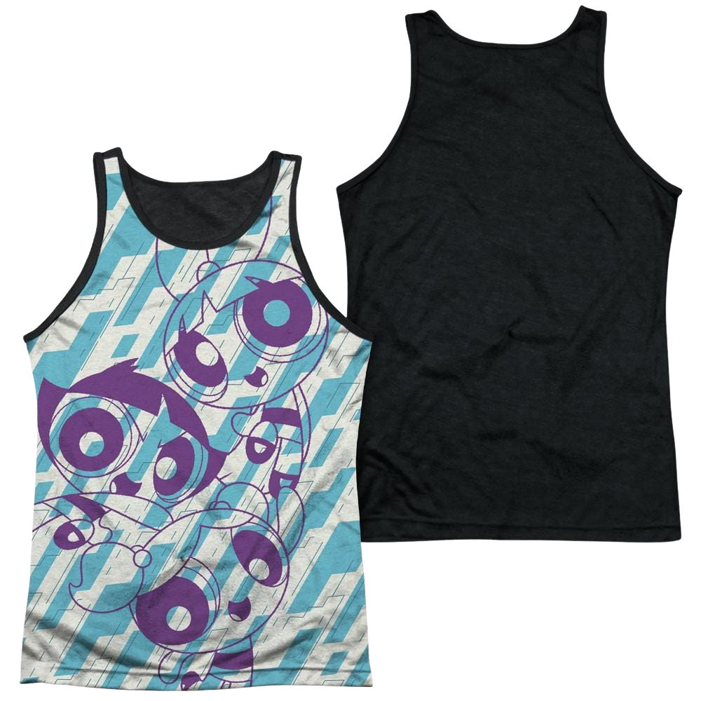 Powerpuff Girls Purple Pattern Men's Black Back Tank Men's Black Back Tank Powerpuff Girls
