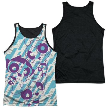 Powerpuff Girls Purple Pattern men's black back tank