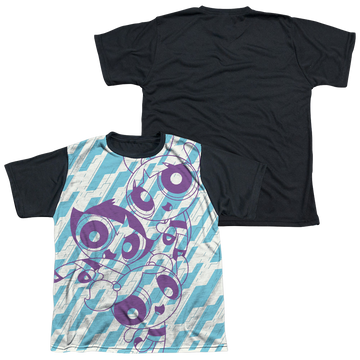 Powerpuff Girls Purple Pattern youth black back t-shirt for ages 8 to 12