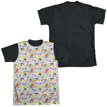 Powerpuff Girls Powerpuff Pattern men's black back t-shirt