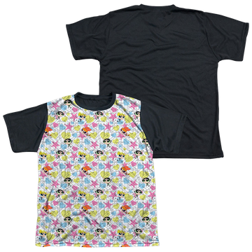 Powerpuff Girls Powerpuff Pattern youth black back t-shirt for ages 8 to 12