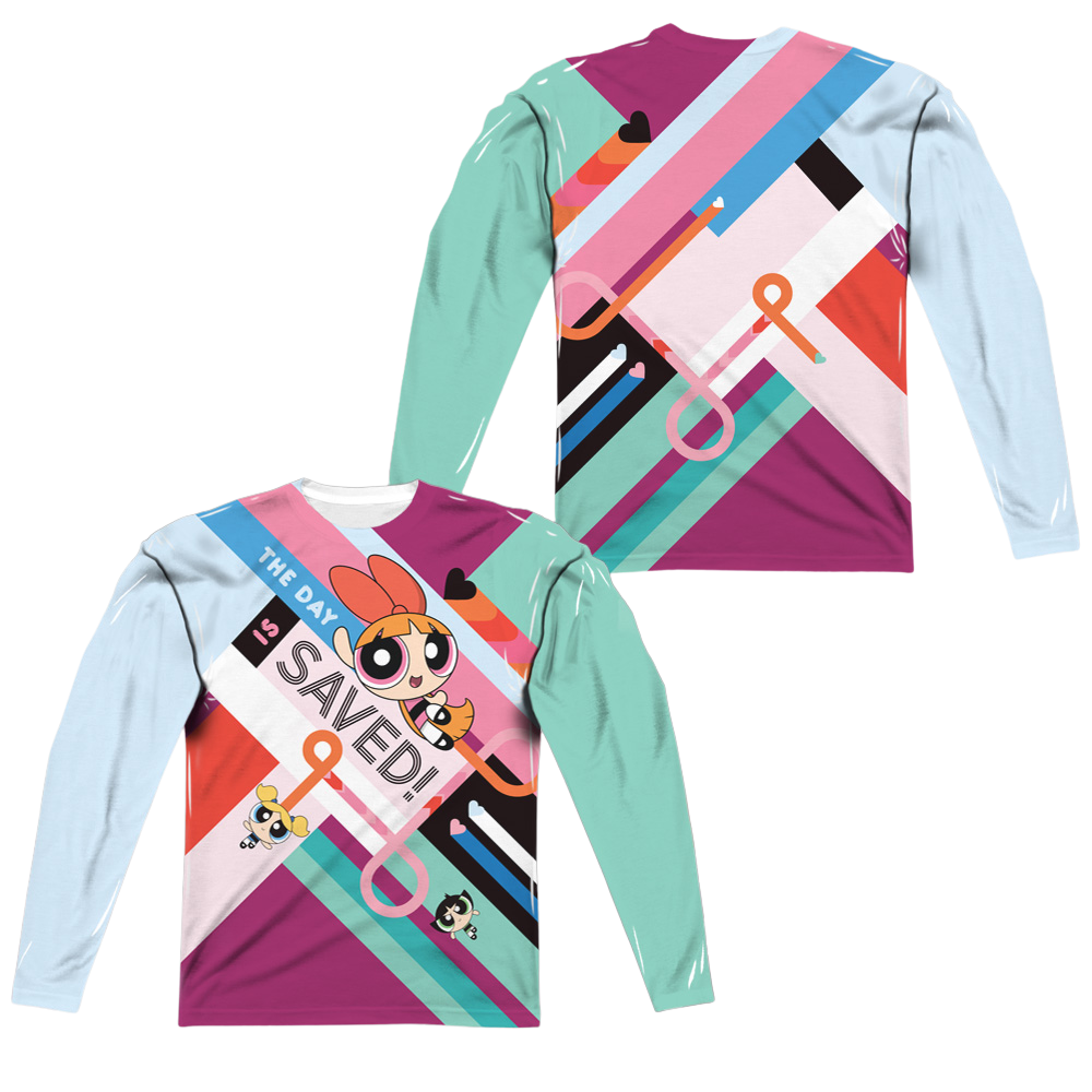 Powerpuff Girls The Day Is Saved Men's All-Over Print Long Sleeve T-Shirt Men's All-Over Print Long Sleeve Powerpuff Girls