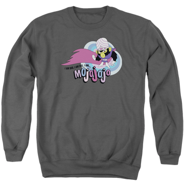 Charcoal men's crewneck sweatshirt with Powerpuff Girls I Am Bad I Am Evil graphic