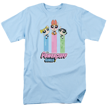 Light blue men's regular fit t-shirt with Powerpuff Girls The Girls Fly graphic
