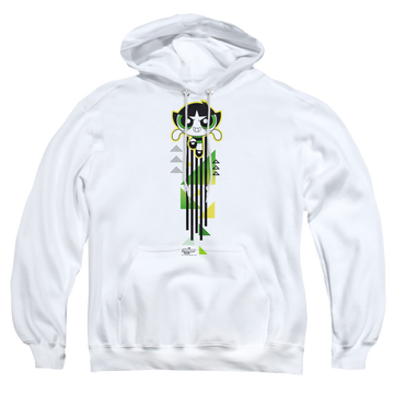 White pullover hoodie with Powerpuff Girls Buttercup Streak graphic