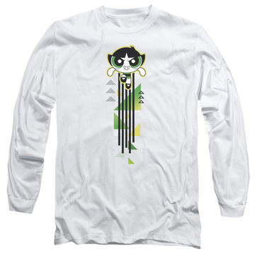 White men's long sleeve t-shirt with Powerpuff Girls Buttercup Streak graphic