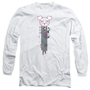 White men's long sleeve t-shirt with Powerpuff Girls Bubbles Streak graphic