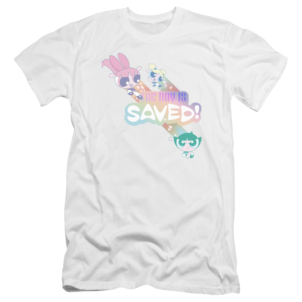 Powerpuff Girls The Day Is Saved Men's Premium Slim Fit T-Shirt Men's Premium Slim Fit T-Shirt Powerpuff Girls