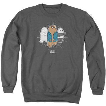 Charcoal men's crewneck sweatshirt with We Bare Bears Jacket graphic