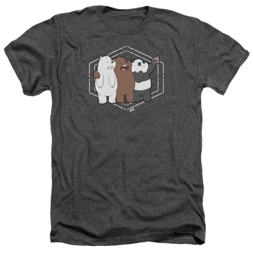 Charcoal men's heather t-shirt with We Bare Bears Selfie graphic