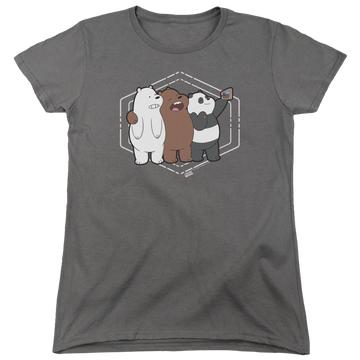 Charcoal women's t-shirt with We Bare Bears Selfie graphic