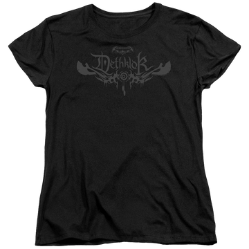 Black women's t-shirt with Metalocalypse Dethklok Logo graphic