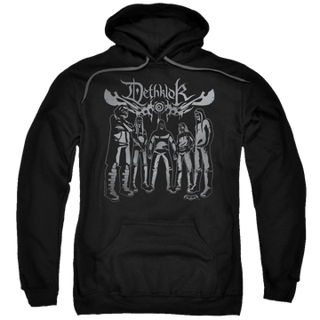 Black pullover hoodie with Metalocalypse Dethklok Band graphic