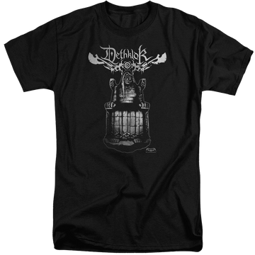 Black men's tall fit t-shirt with Metalocalypse Statue graphic