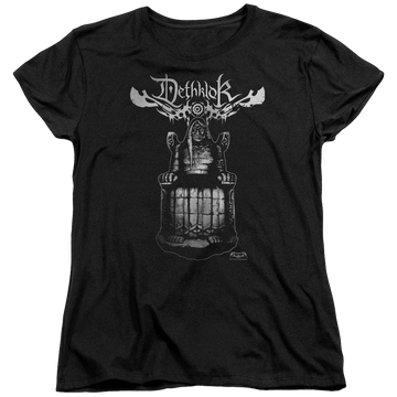 Black women's t-shirt with Metalocalypse Statue graphic