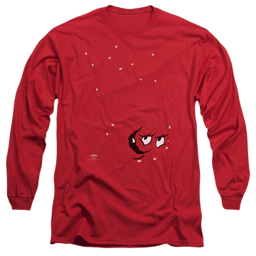 Red men's long sleeve t-shirt with Aqua Teen Hunger Force Meatwad graphic