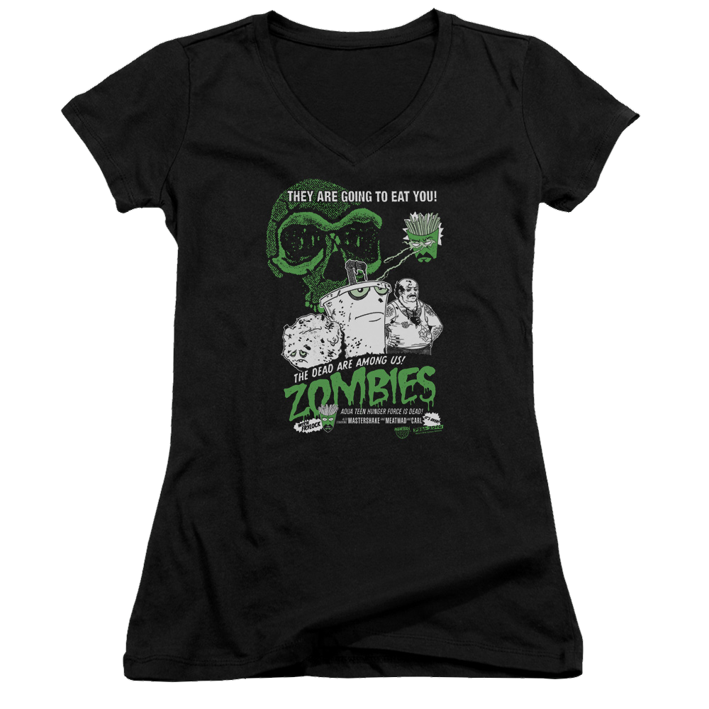 Aqua Teen Hunger Force Zombies - Juniors V-Neck T-Shirt Juniors V-Neck T-Shirt Aqua Teen Hunger Force
