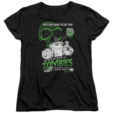 Black women's t-shirt with Aqua Teen Hunger Force Zombies graphic