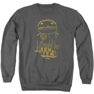 Charcoal men's crewneck sweatshirt with Squidbillies Outlawed graphic