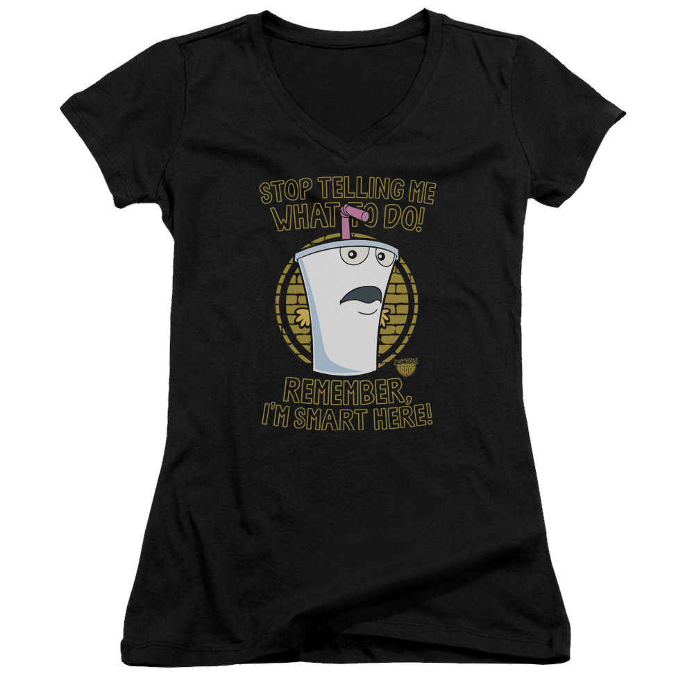 Aqua Teen Hunger Force Stop - Juniors V-Neck T-Shirt Juniors V-Neck T-Shirt Aqua Teen Hunger Force