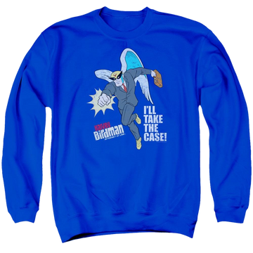 Royal men's crewneck sweatshirt with The Venture Bros Take The Case graphic