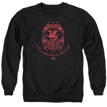 Black men's crewneck sweatshirt with The Venture Bros Build graphic