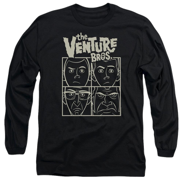 Black men's long sleeve t-shirt with The Venture Bros Venture graphic