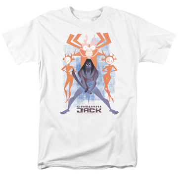 White men's regular fit t-shirt with Samurai Jack Jack Vs Evil graphic