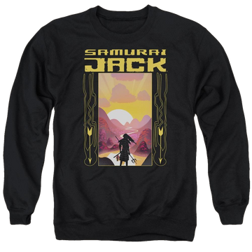 Black men's crewneck sweatshirt with Samurai Jack Sunrise graphic