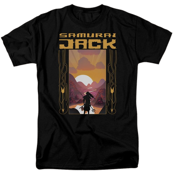 Black men's regular fit t-shirt with Samurai Jack Sunrise graphic