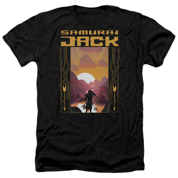 Charcoal men's heather t-shirt with Samurai Jack Sunrise graphic